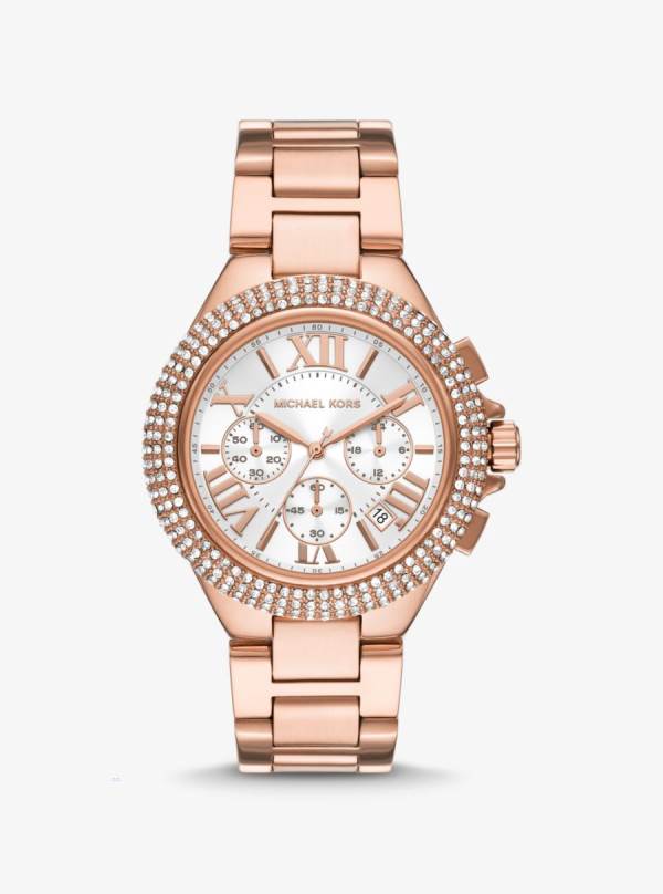 Damske Rose Gold-tone Hodinky Michael Kors Oversized Camille Pavé Ruzove Zlate - Hodinky Michael Kors Akcia | EORMK-7291